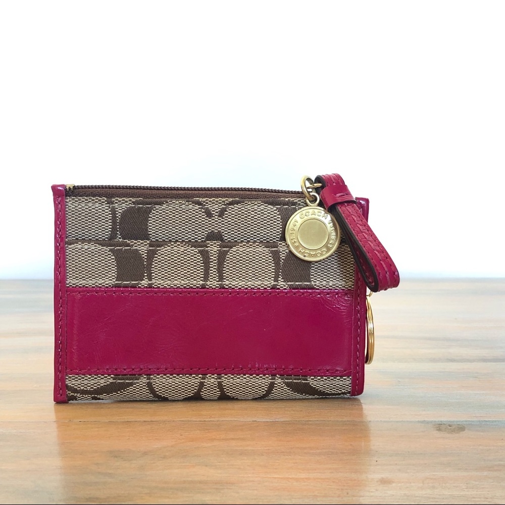 NWOT Coach Signature Stripe Mini Skinny Berry